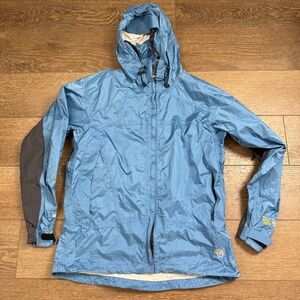 Mountain Hardwear Women's Conduit Silk Rain Jacket Shell, Blue, Hooded, Sz 12